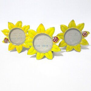 Studio Decor Sunflower Frame Lot 3 Metal Enamel Frames With Ladybugs 3" Across